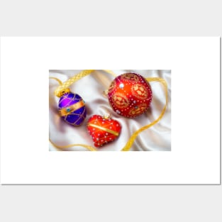 Christmas Heart And Beautiful Ornaments Posters and Art